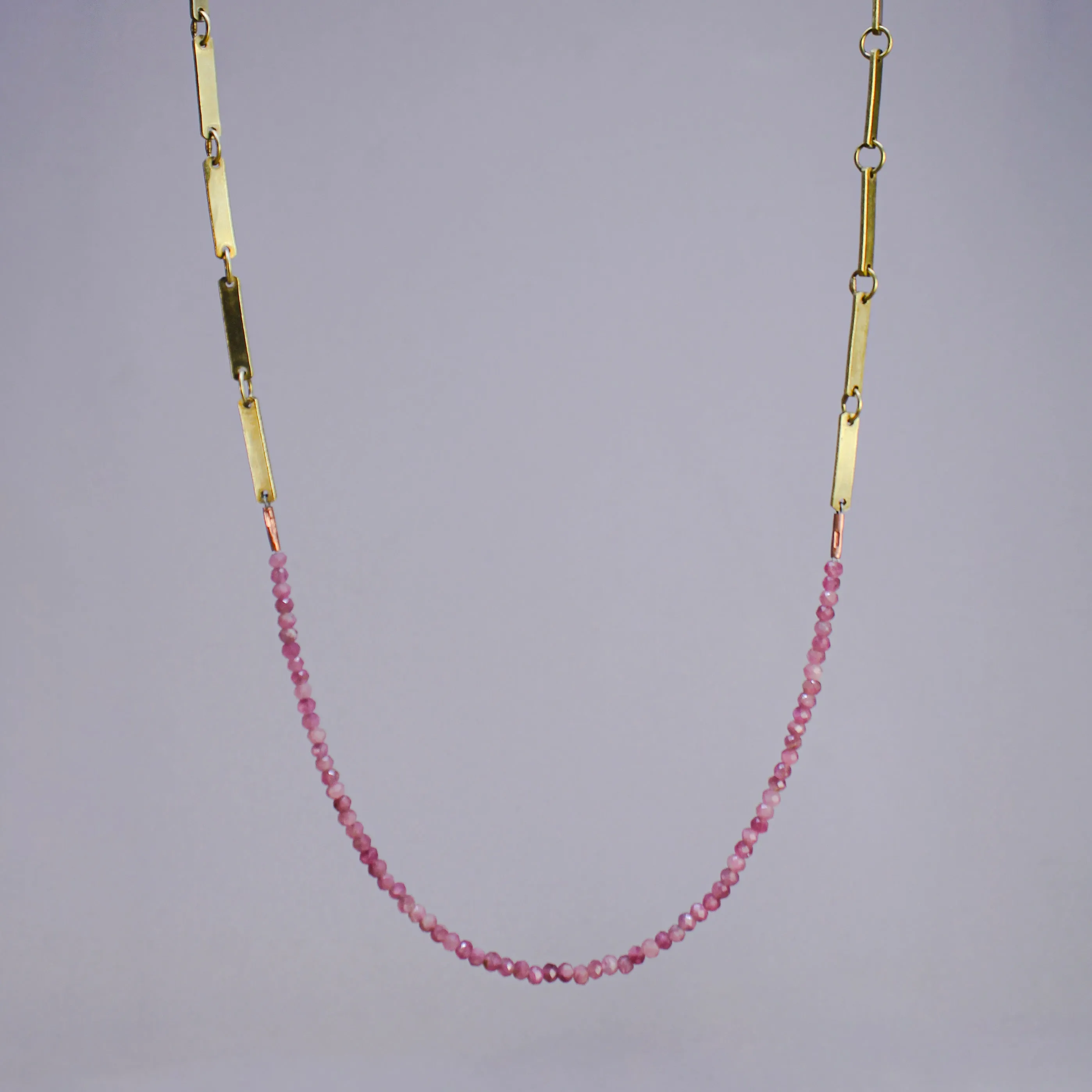 Flat Brass Bar and Bead Necklace by Eric Silva