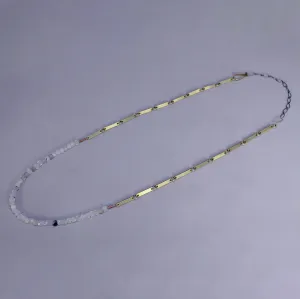 Flat Brass Bar and Bead Necklace by Eric Silva