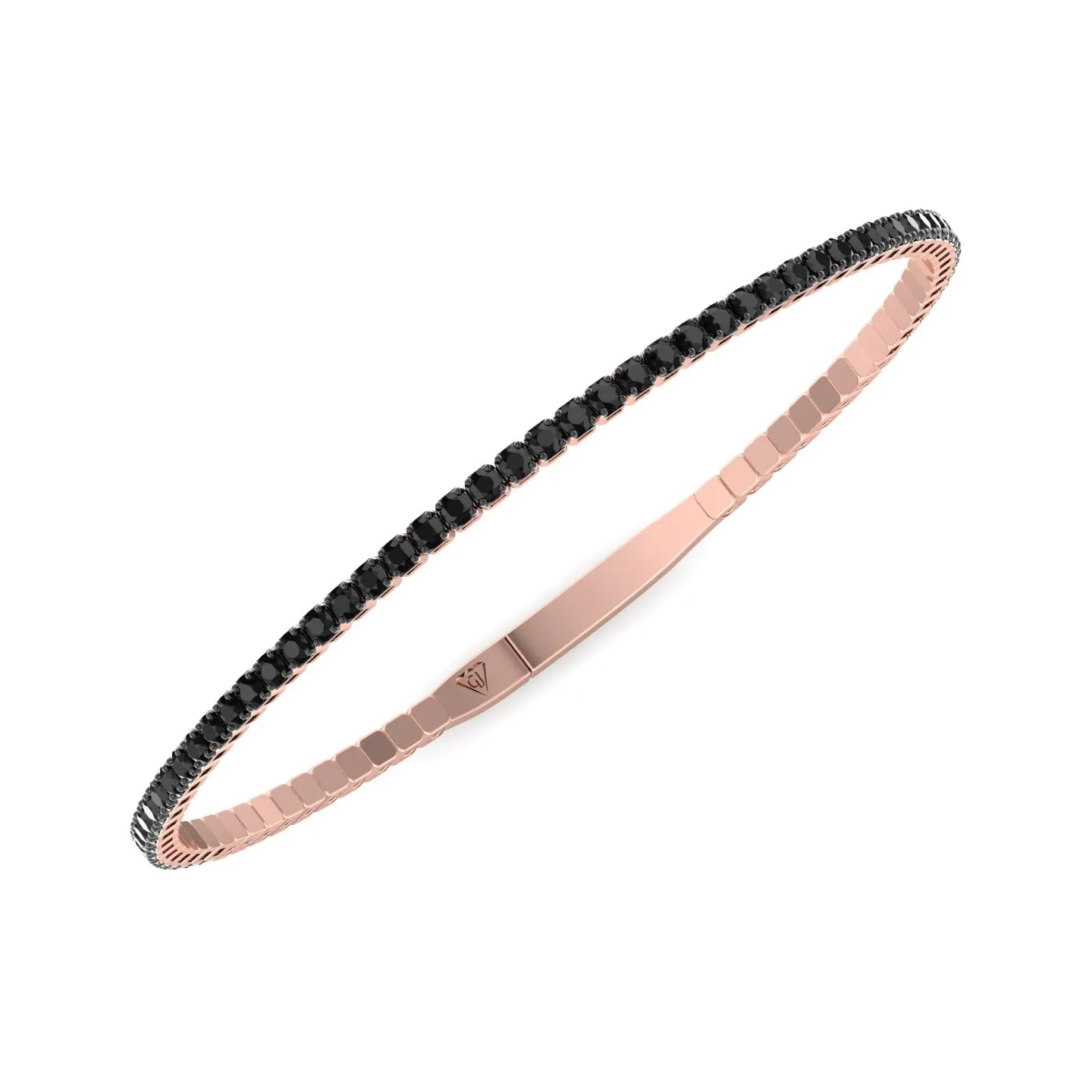 Flexible Natural Black Diamond Bangle in 14K Solid Gold