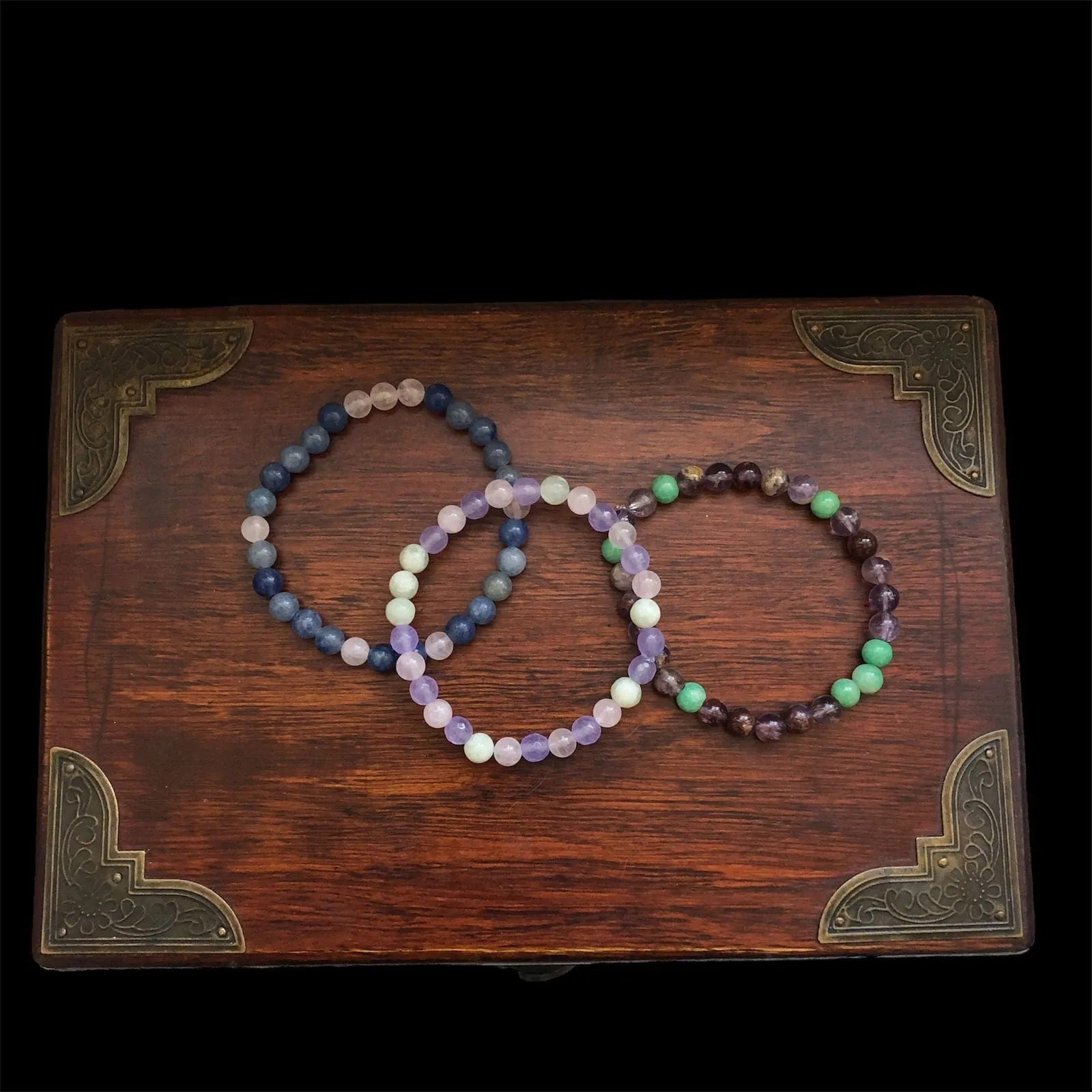 Fluorite and Green Jade Beaded Bracelet