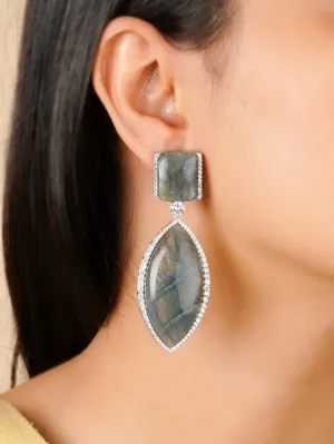 Fluorite Color Silver Plated Contemporary Earrings - CC-EAR11A