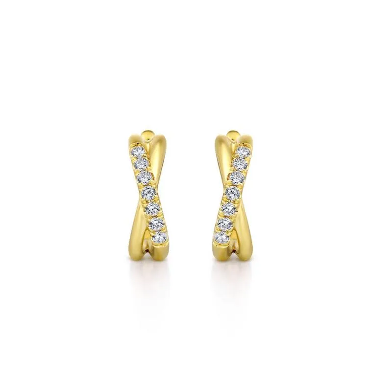 Gabriel & Co. 14k Yellow Gold Contemporary Diamond Huggie Earrings