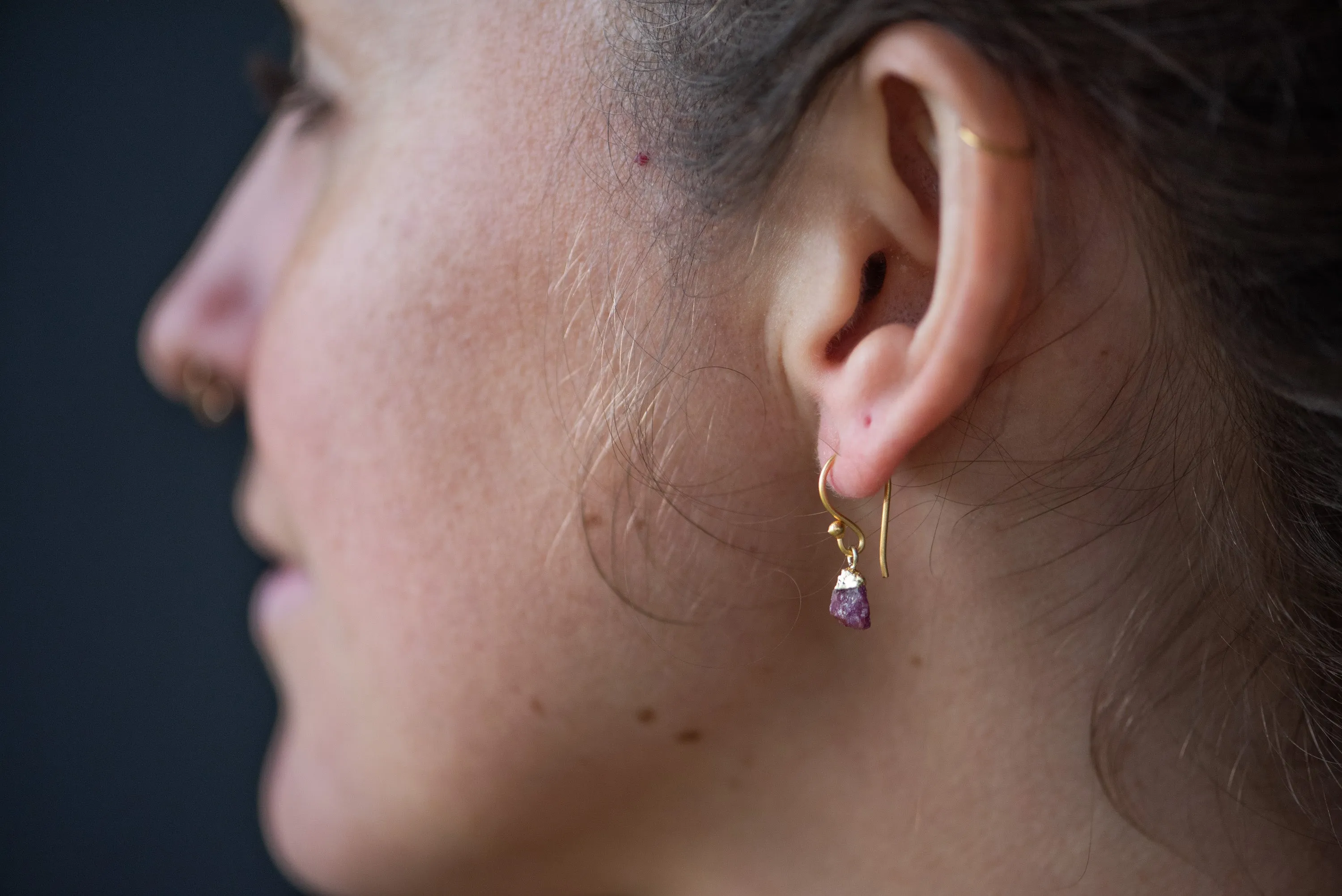 Gemstone Nugget Earrings - Ruby