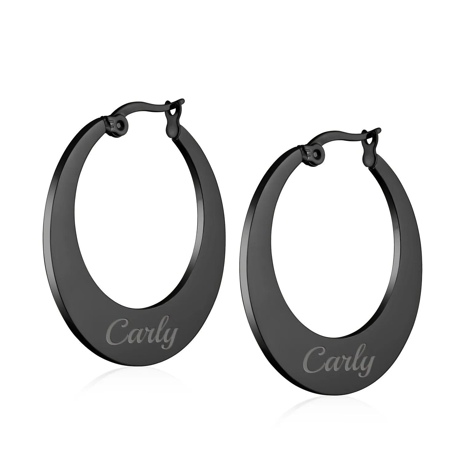 Geometric Fashion Hoop Huggie Earrings Black or Rose Gold 1.25 Inch Diameter