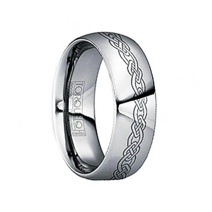 GERMANUS Engraved Celtic Knot Tungsten Wedding Ring - 8mm