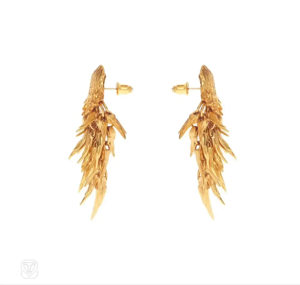 Gilt bear paw earrings