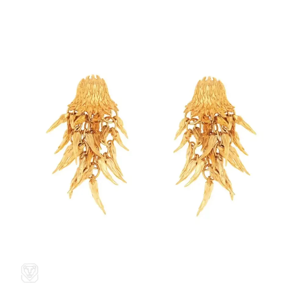 Gilt bear paw earrings