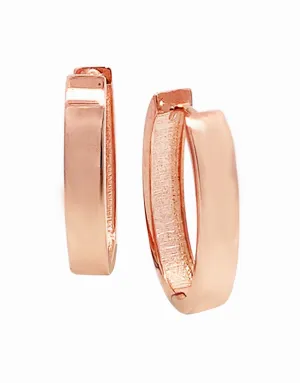 Gold Earrings - 10ct Rose Gold Polished Oval 5mm Hoop Earrings - 784666