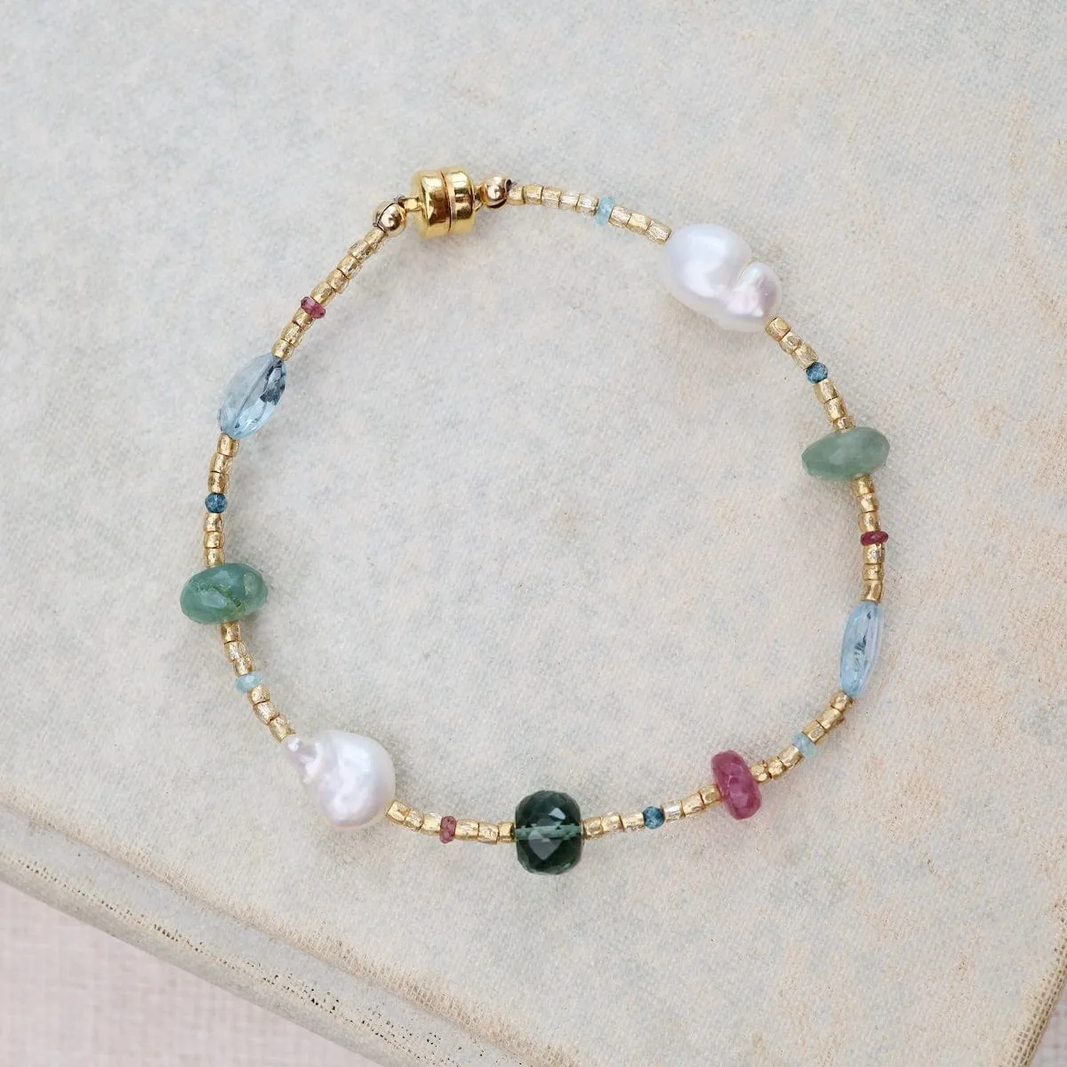 Gold Glass & Pearl Bracelet