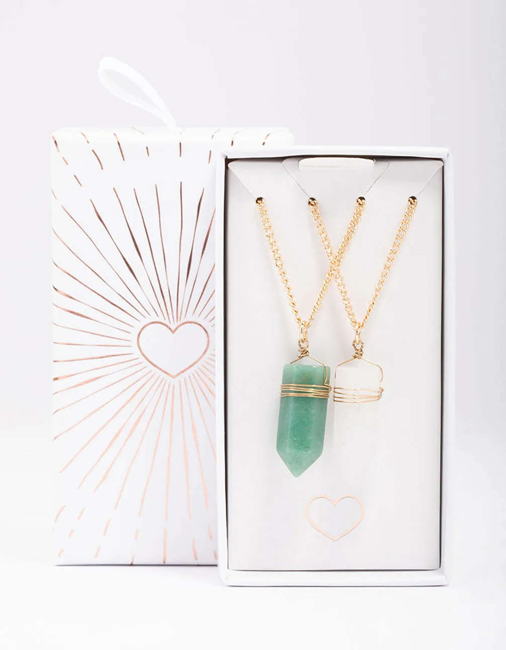 Gold Mixed Semi-Precious Wrapped Pendant Necklace Pack