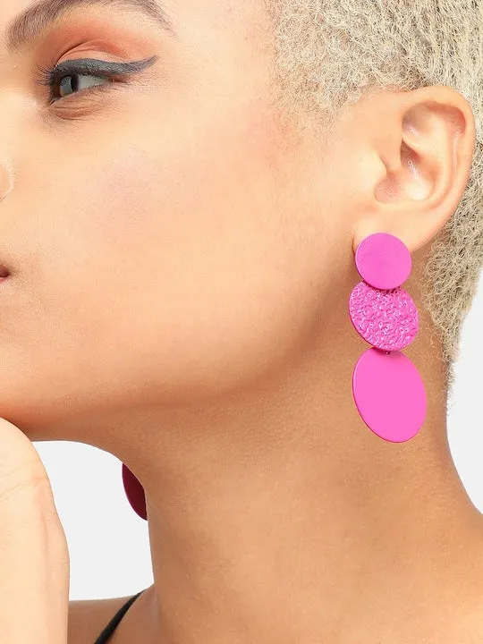 Gold Plated Pink Contemporary Drop Earrings