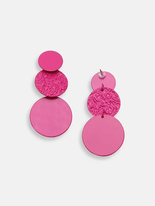 Gold Plated Pink Contemporary Drop Earrings