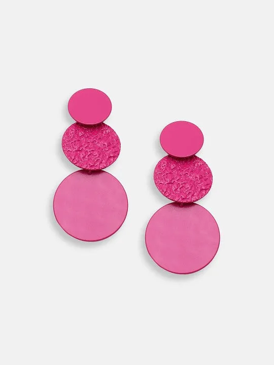 Gold Plated Pink Contemporary Drop Earrings