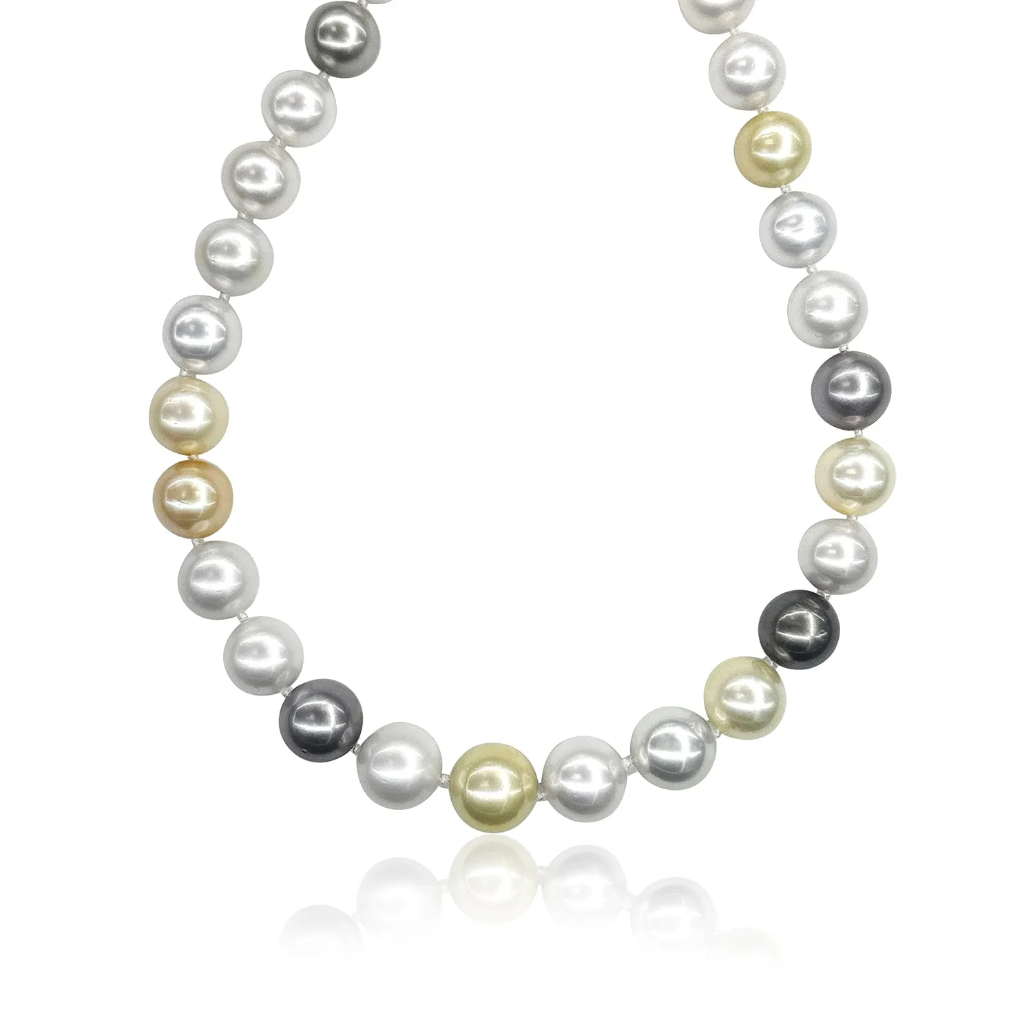 Graduated Natural Multi-Color South Sea Pearl Necklace 18K Yellow Gold