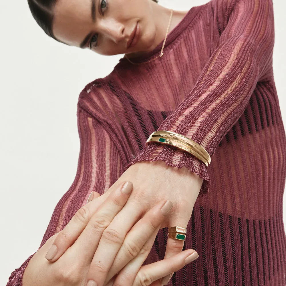 Green Agate Bangle in Gold