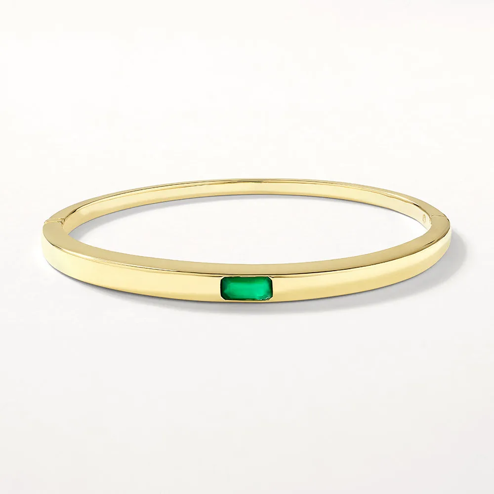 Green Agate Bangle in Gold