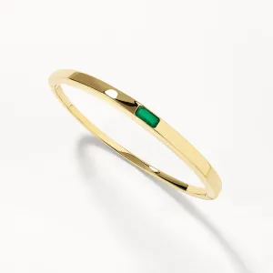 Green Agate Bangle in Gold