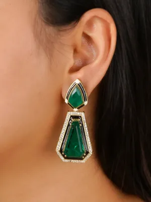 Green Color Gold Plated Contemporary Earrings - CC-EAR14GR