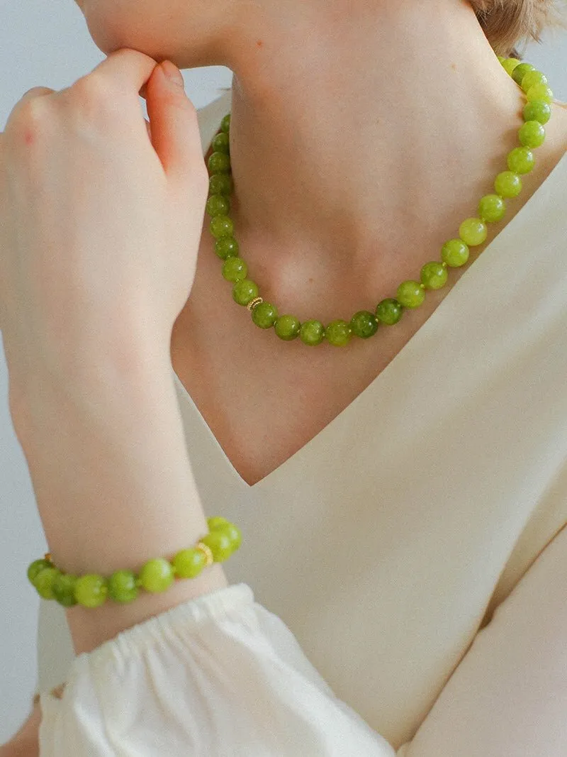 Green Grape Stone Beaded Necklace