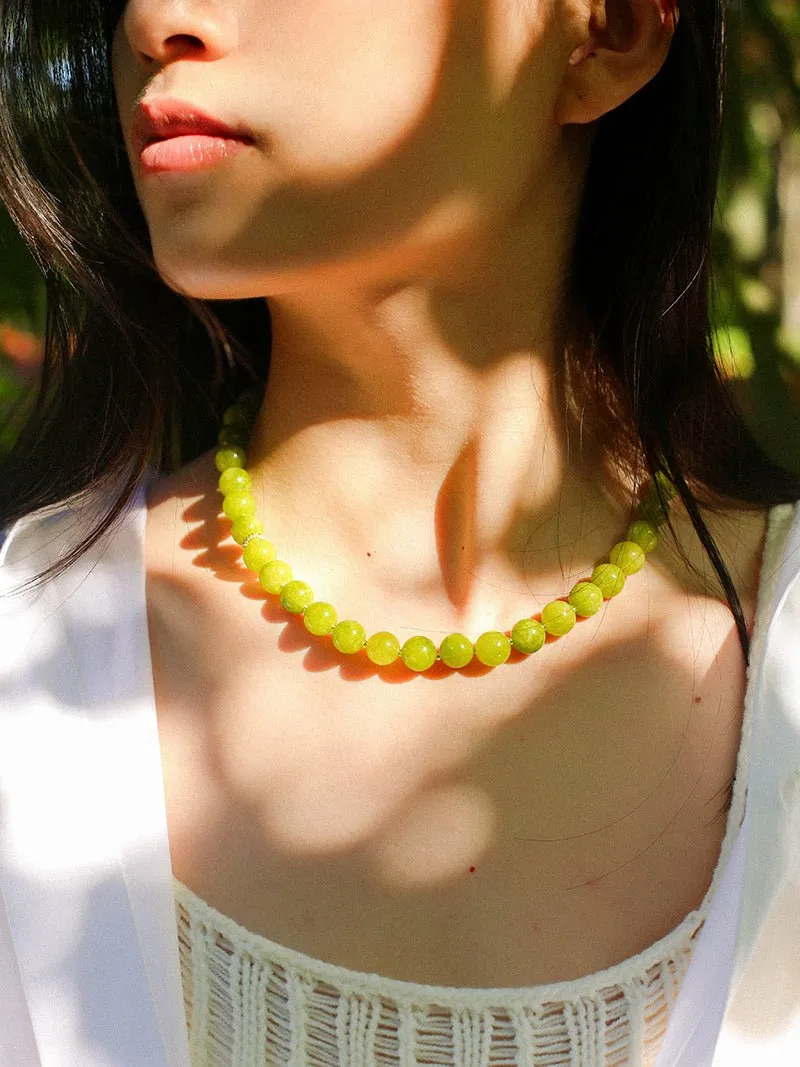 Green Grape Stone Beaded Necklace