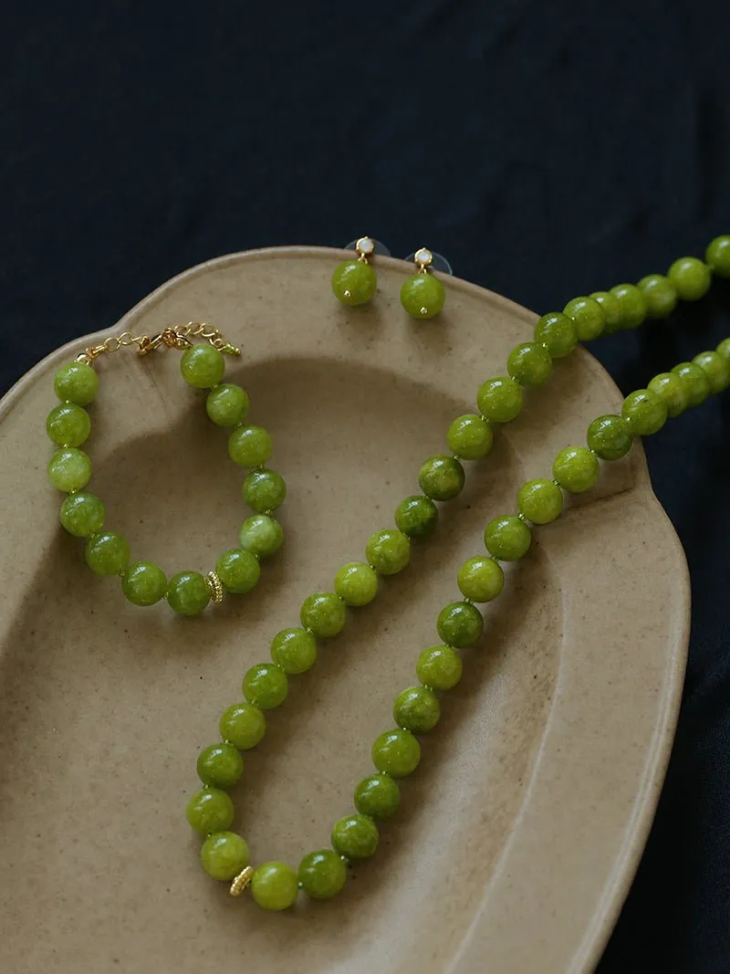 Green Grape Stone Beaded Necklace