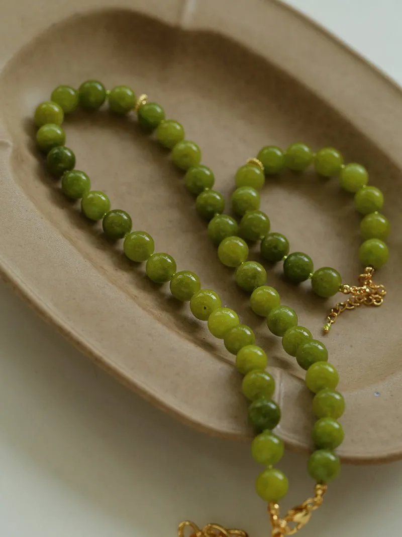 Green Grape Stone Beaded Necklace