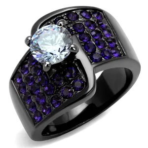 Gun Stainless Steel Ring AAA GRD CZ Light Amethyst TK2644 for Women Style Light