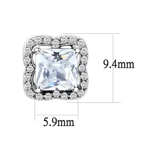 High polished (no plating) Stainless Steel Earrings with AAA Grade CZ in Clear for Women Clear Stone Color Style DA081