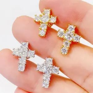 Hip Hop Cross S925 Silver Earrings