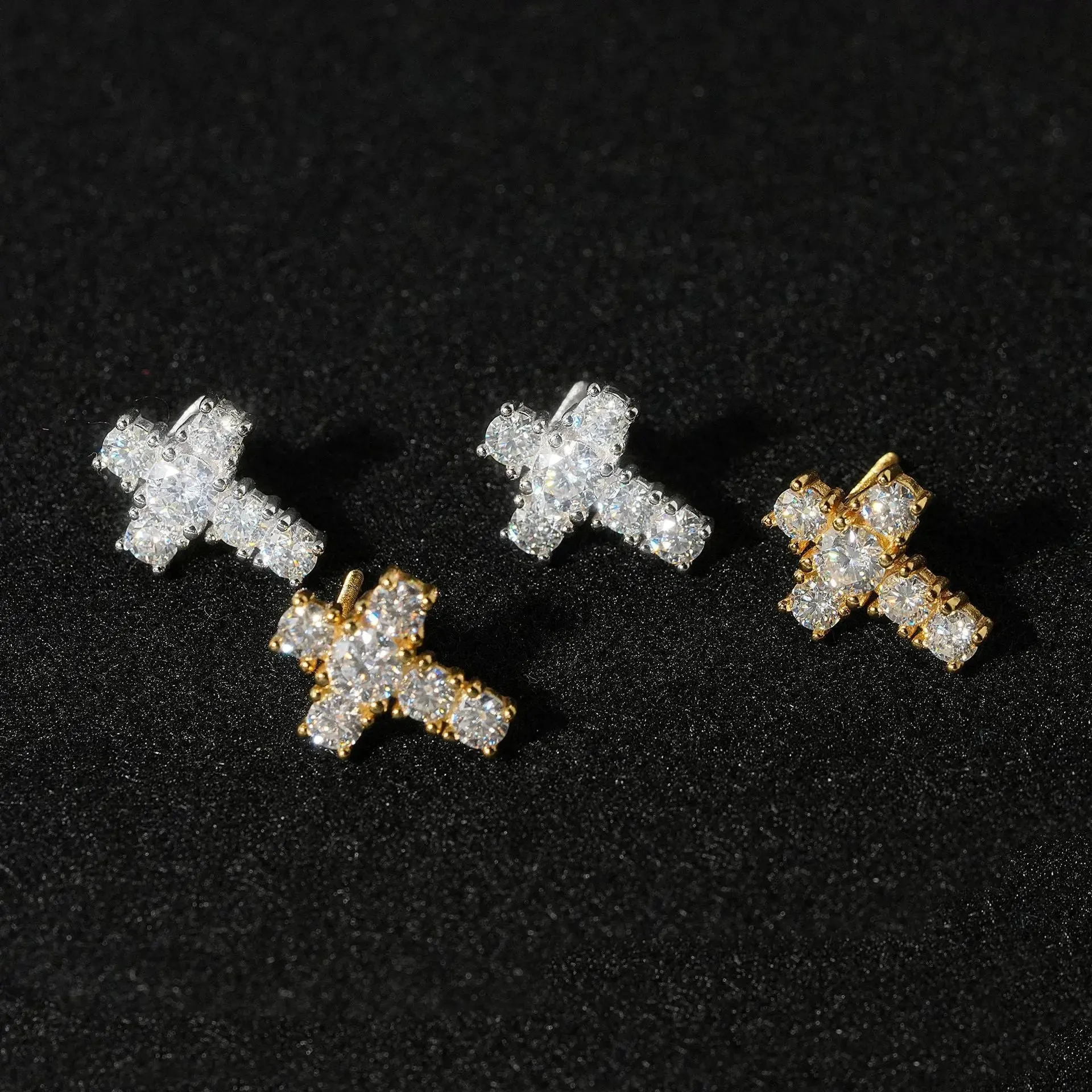 Hip Hop Cross S925 Silver Earrings