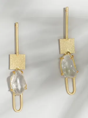 Ishin Gold Plated Fancy Stone Contemporary Drop Earing