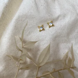 Ivy 14K Gold Rainbow Moonstone Stud Earrings