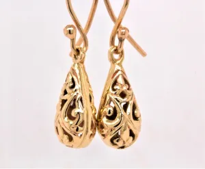 Jewel 9ct Yellow Gold Filigree Drops on Hooks WB55YG