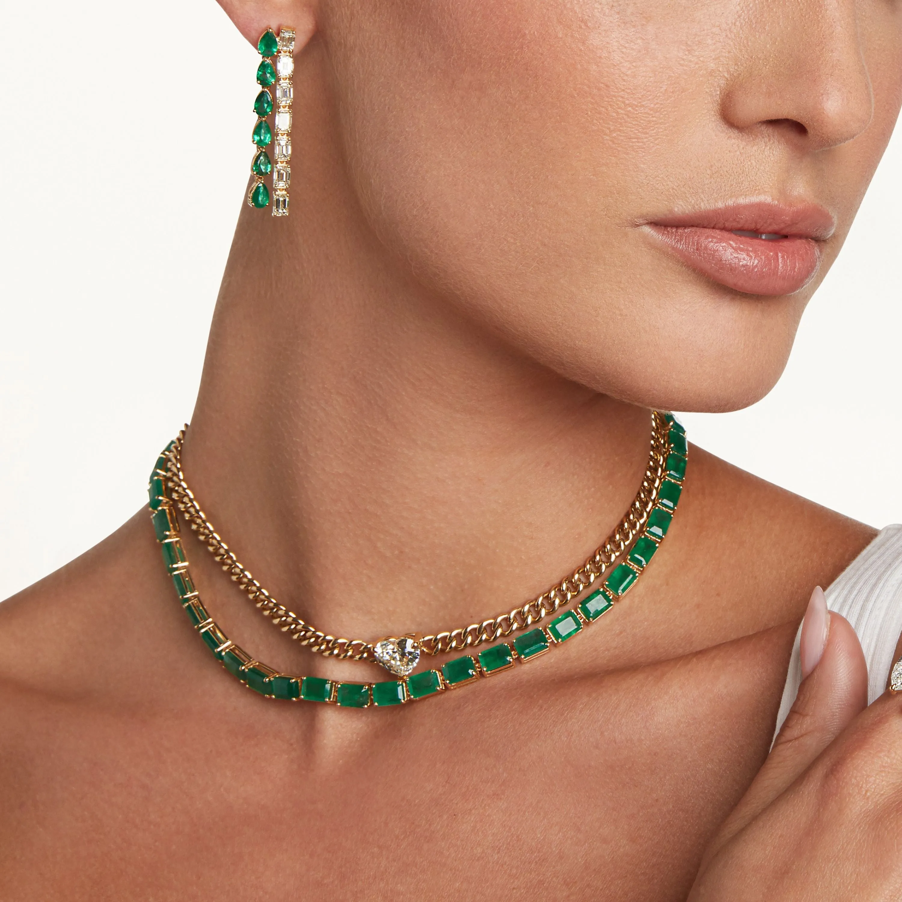 JUMBO EMERALD BAGUETTE TENNIS NECKLACE