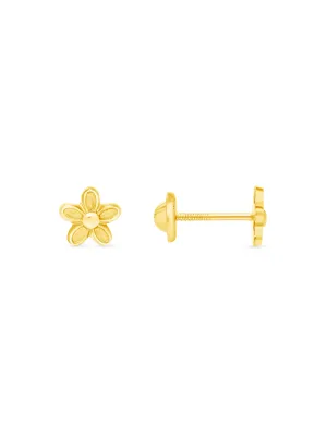 Kid Gold Flower Stud Earrings 14K