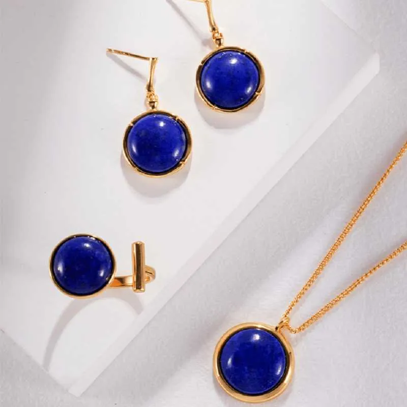 Lapis Lazuli Stone Necklace in 18k Gold Plated