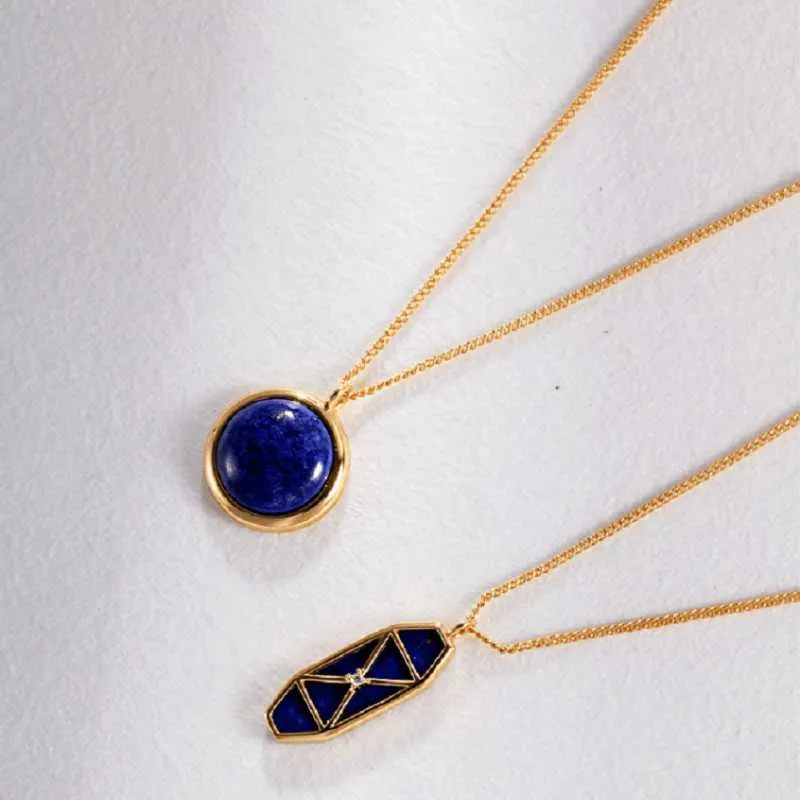 Lapis Lazuli Stone Necklace in 18k Gold Plated