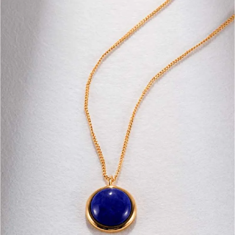 Lapis Lazuli Stone Necklace in 18k Gold Plated