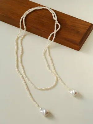 Long Baroque Beaded Pearl Sweater Necklace