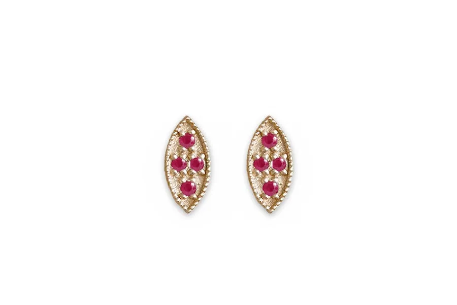 Marquise Ruby Leaf Studs