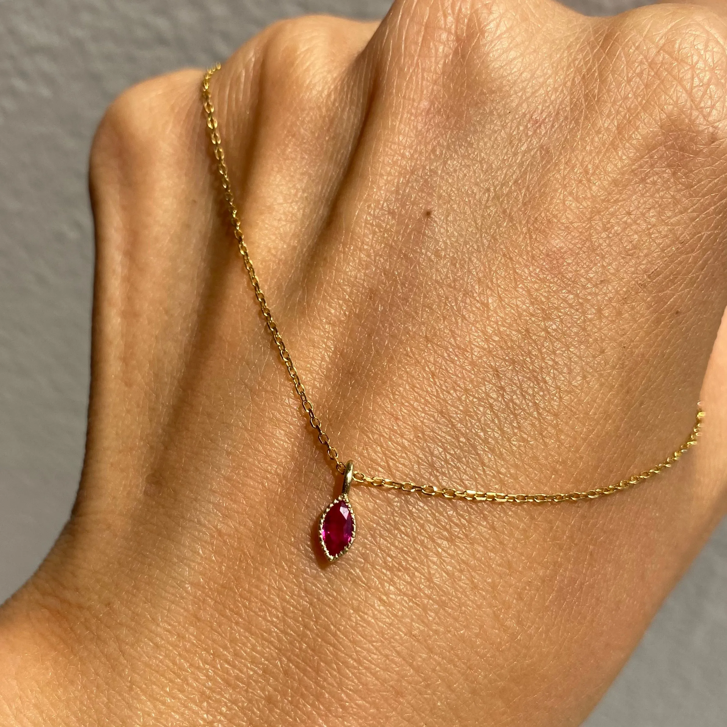 Marquise Ruby Wisp Necklace