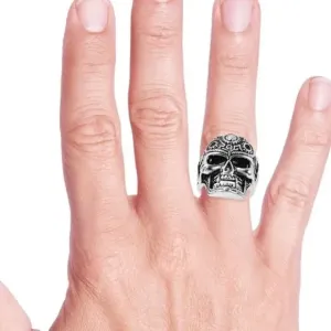 Men's Stainless Steel Bikers Skull Ring