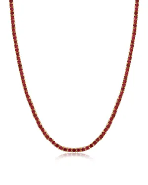 Mini Ballier Necklace- Ruby Red- Gold