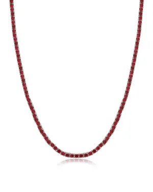 Mini Ballier Necklace- Ruby Red- Silver