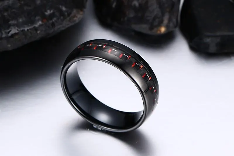 Mystique Carbon Fiber Inlay Tungsten Band