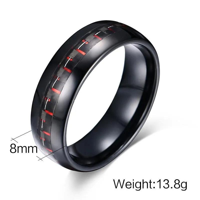 Mystique Carbon Fiber Inlay Tungsten Band