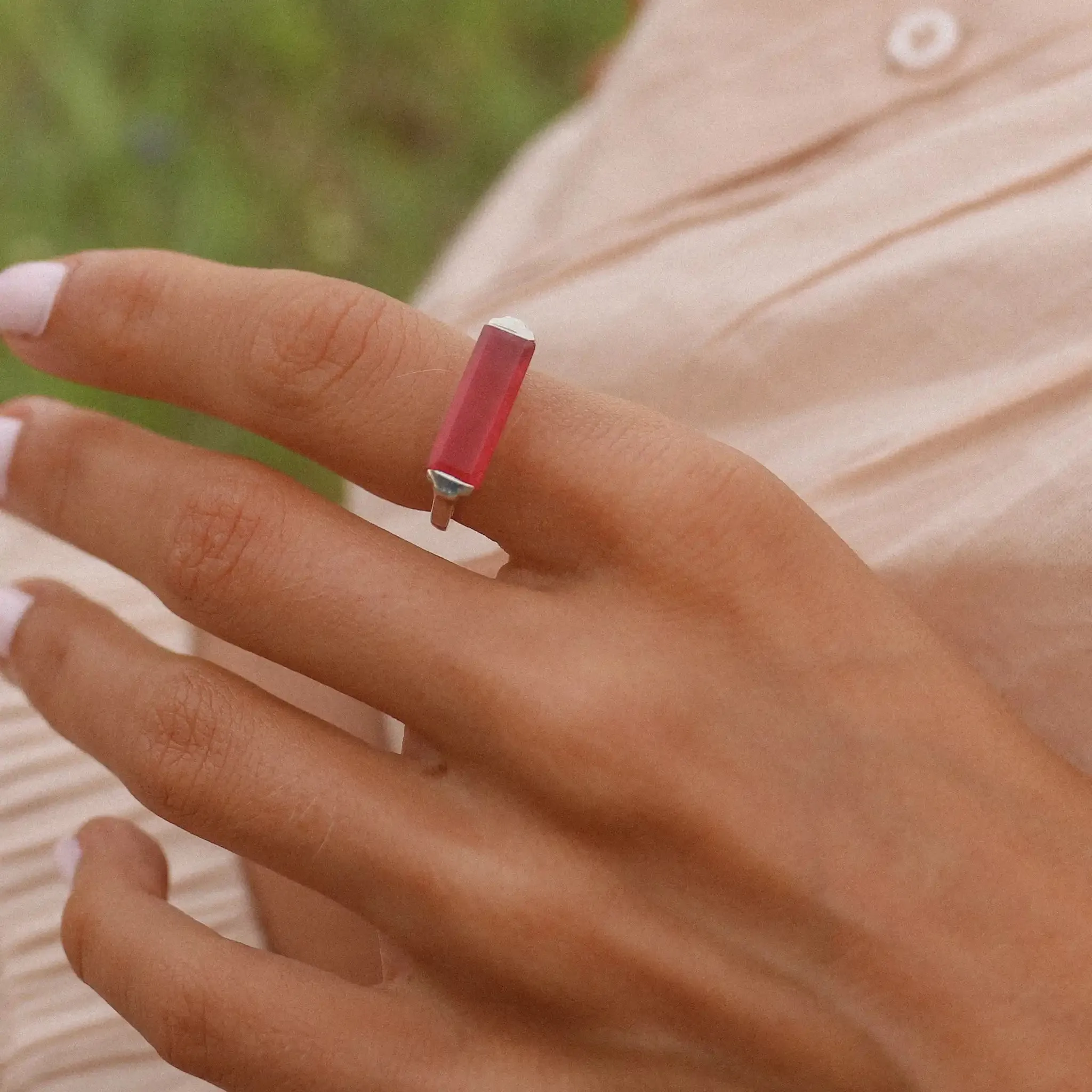 Natural Pink Jade Ring