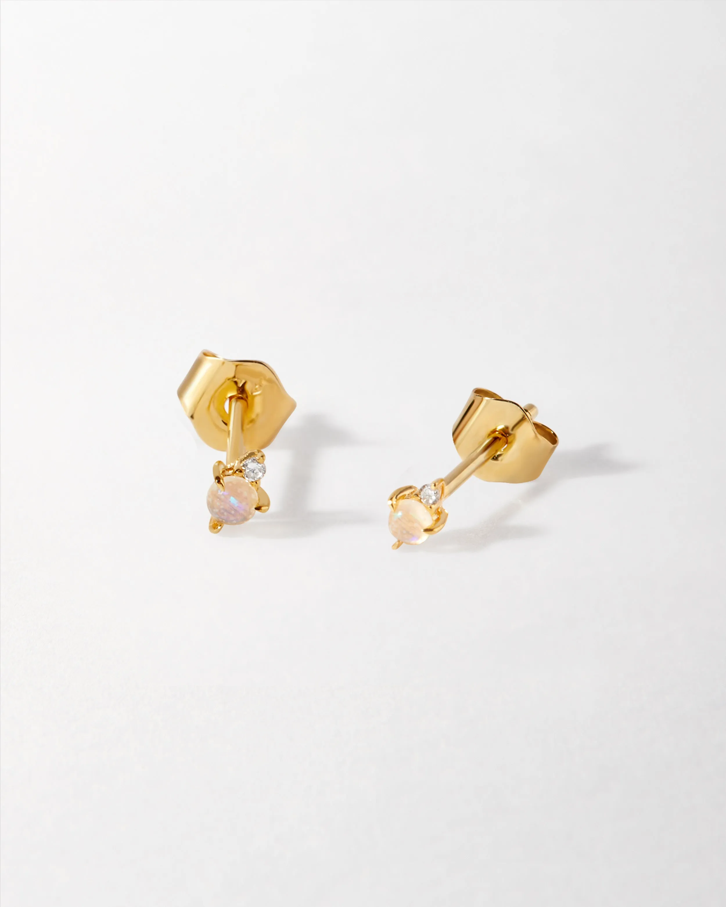 Opal Diamond Stud Earrings