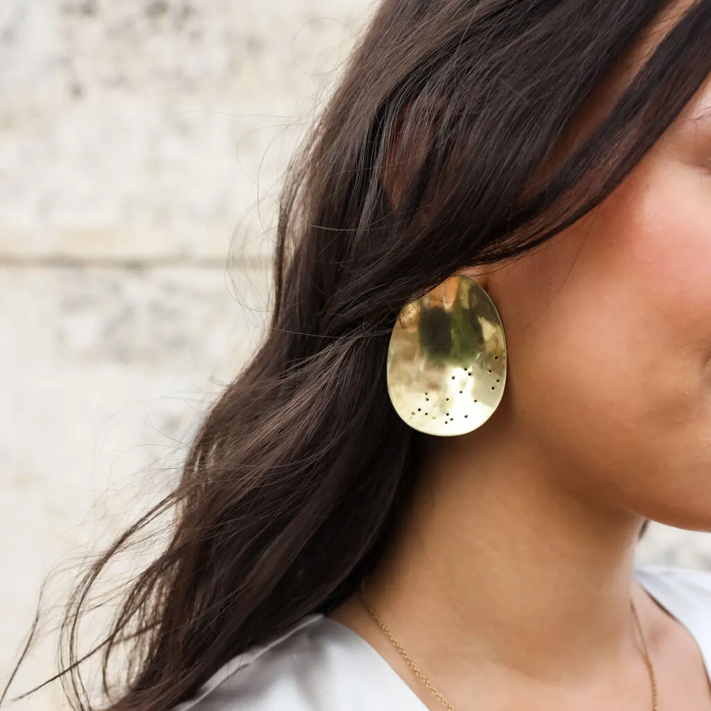 Origin Statement Earrings - Brass