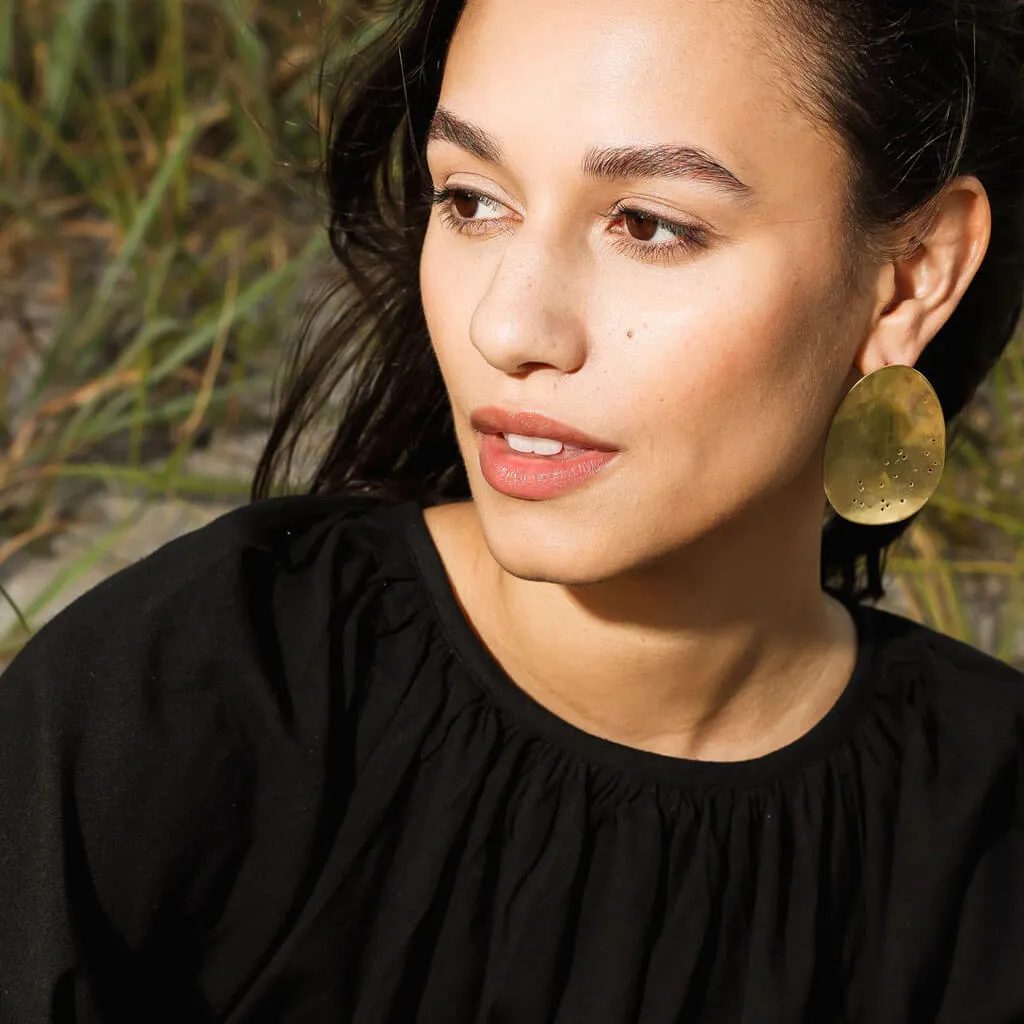 Origin Statement Earrings - Brass